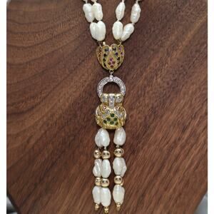 14k Y&W. Gold Diamond ,Ruby ,Sapphire & Emerald Tigger Necklace 77.89G/ 32in